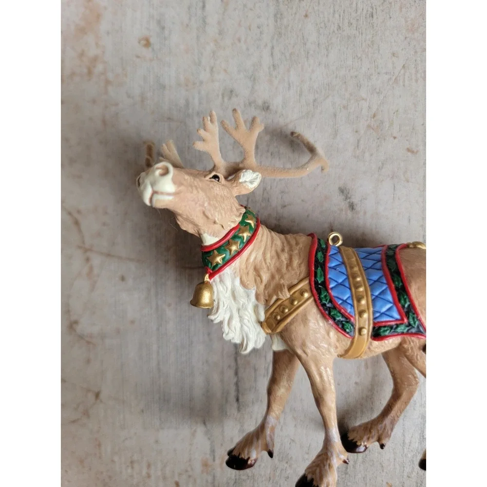 Hallmark ready reindeer vintage ornament Xmas Santa Claus home